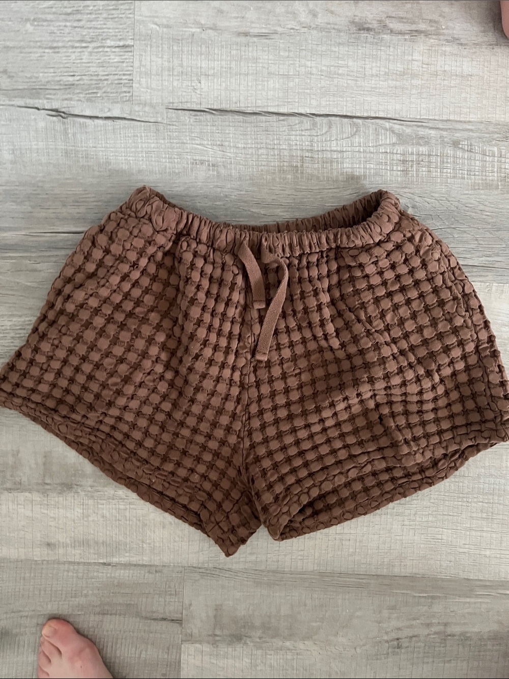 100% Organic Cotton Paper Waffle Knit Brown Women's Shorts